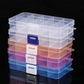10 Mrežo Plastična Škatla Za Shranjevanje Nastavljiv Vijak Držala Polje Uhan Nakit Polje Organizator Pill Box Primeru Prosojne Plastične Škatle