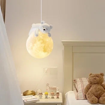 Sodobno minimalistično medvedek otroški sobi LED lestenec spalnica lestenec otroški lestenec doma dekoracijo lestenec